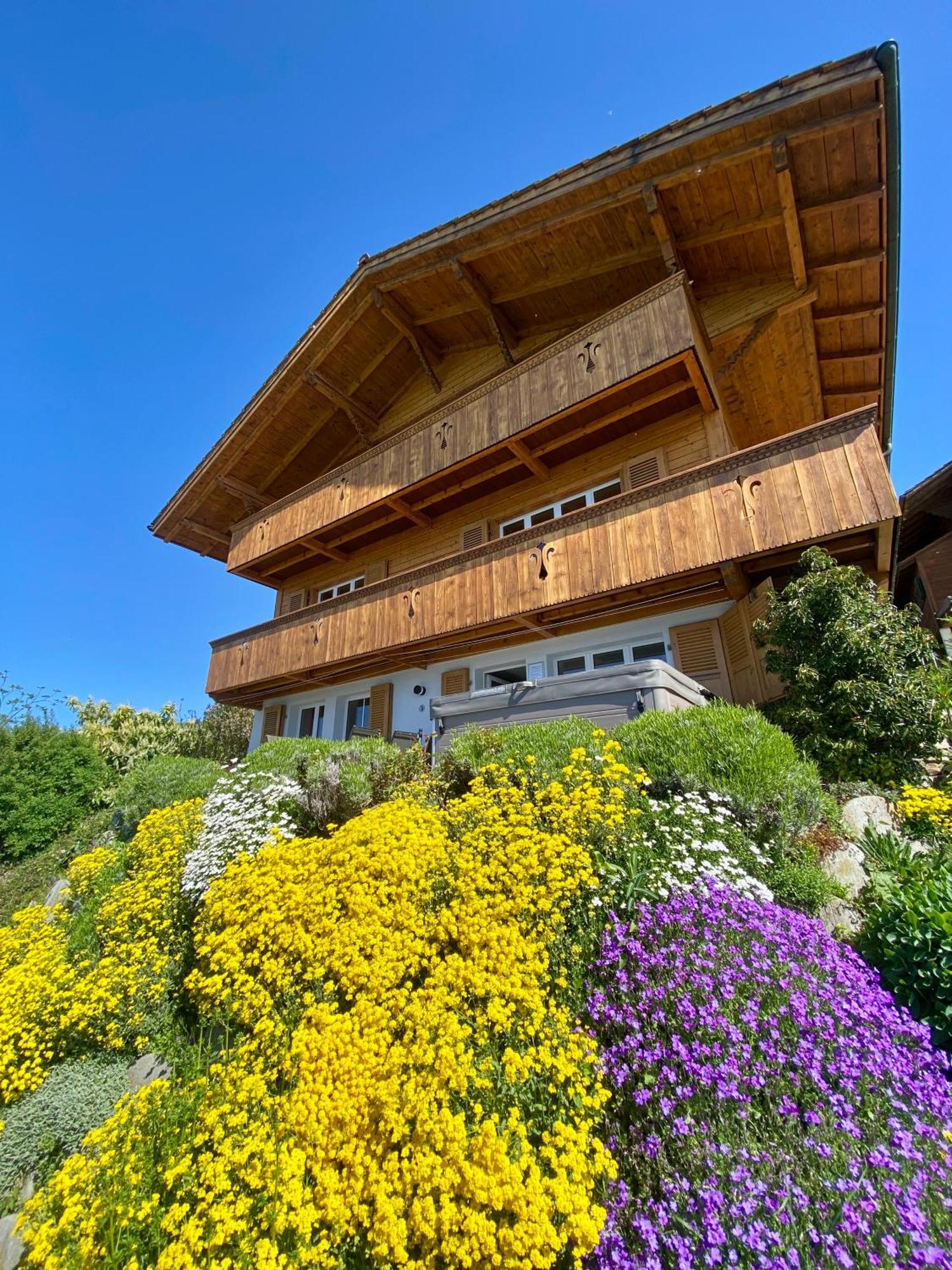 Chalet Egglen "Typical Swiss House, Best Views, Private Jacuzzi" 지그리스빌 외부 사진