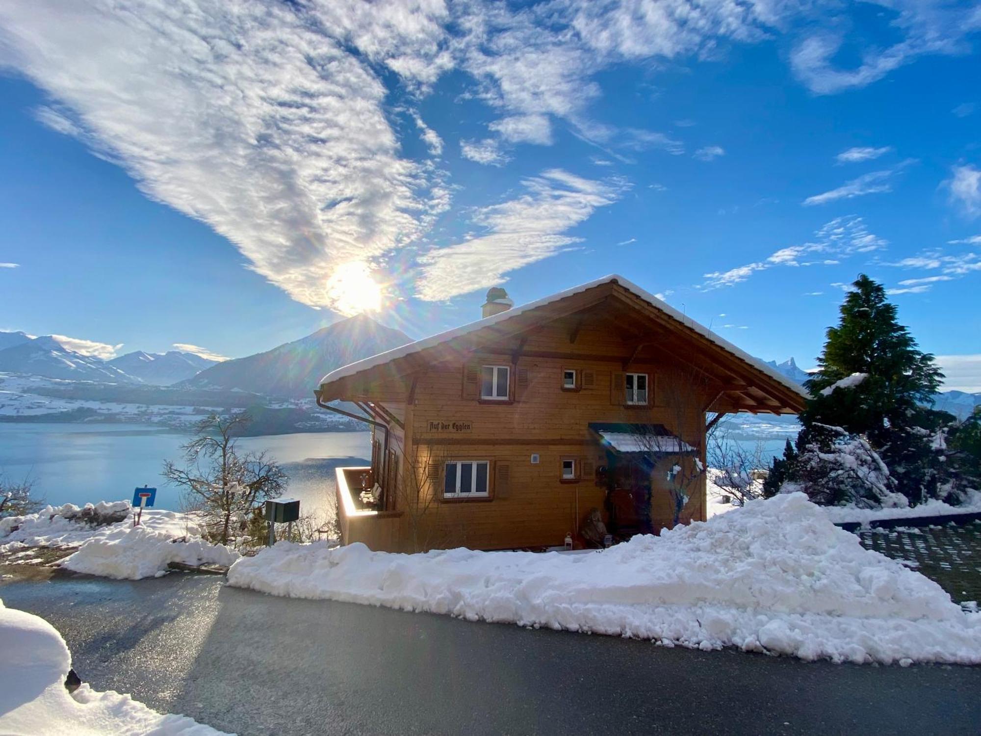 Chalet Egglen "Typical Swiss House, Best Views, Private Jacuzzi" 지그리스빌 외부 사진